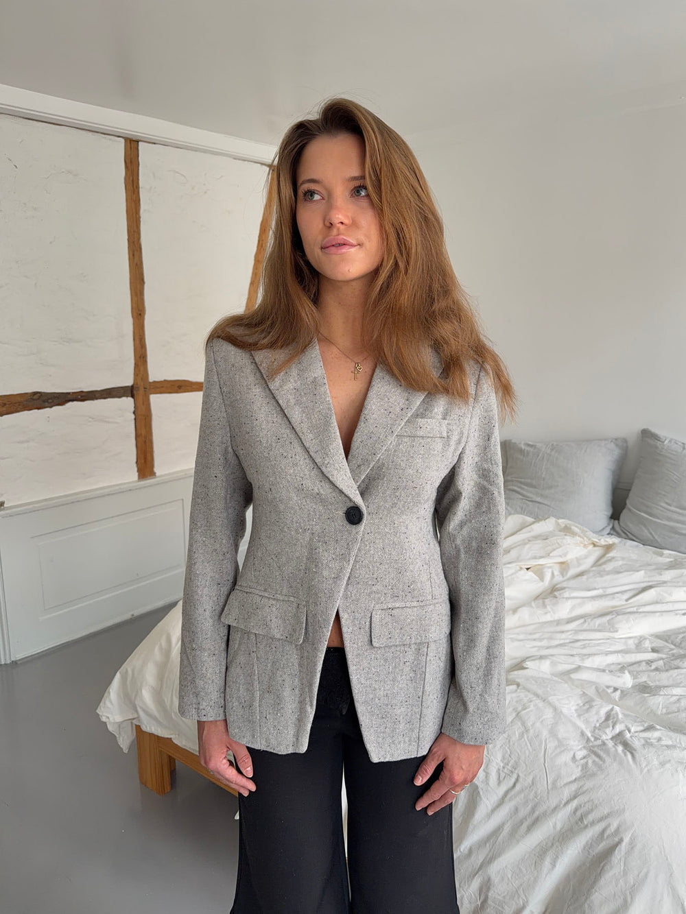 Sienna blazer i uld - Lysegrå