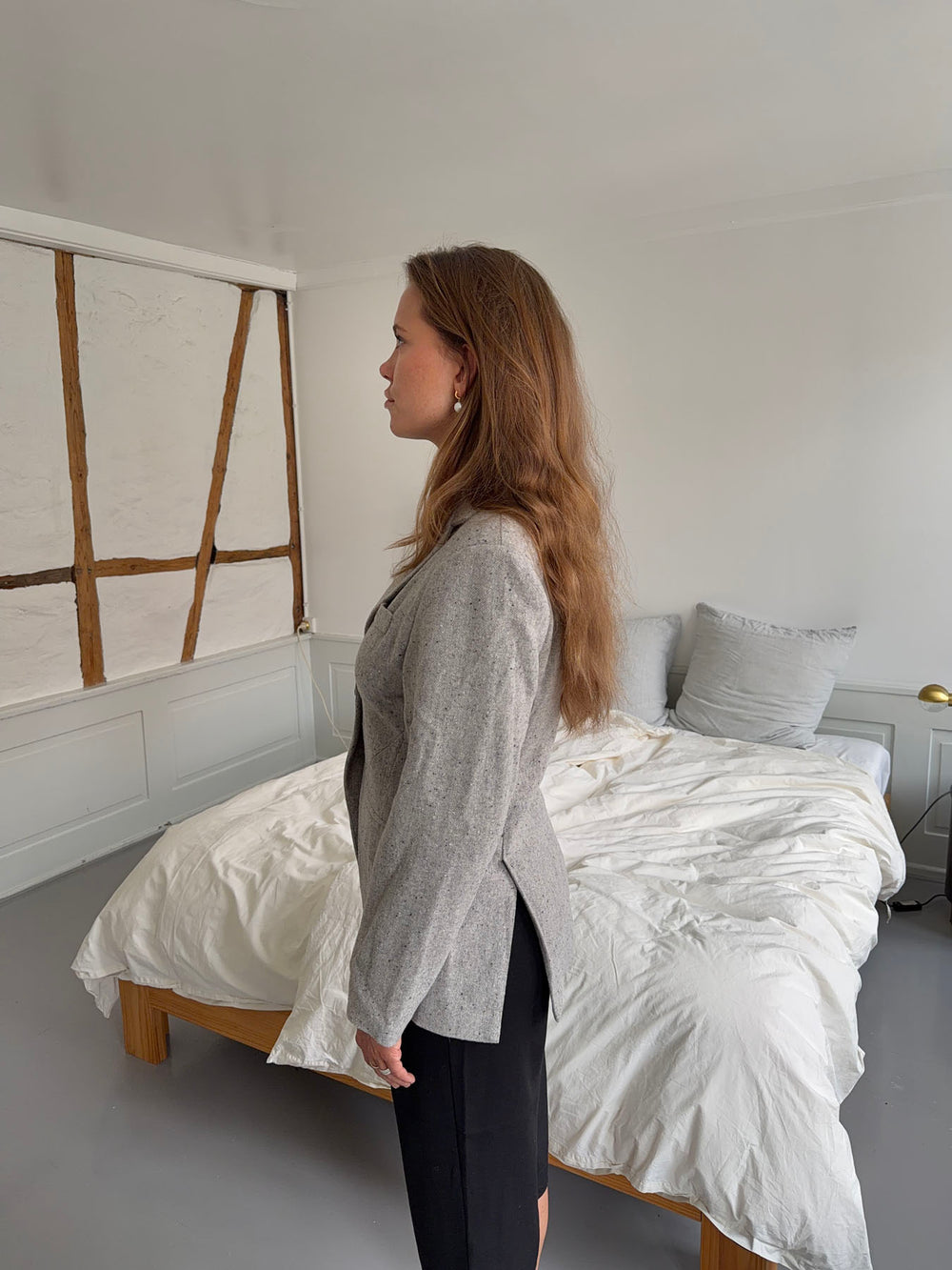 Sienna blazer i uld - Lysegrå