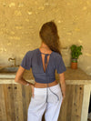 Amelia v-neck top - Grå/blå