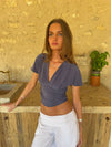 Amelia v-neck top - Grå/blå
