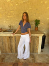 Amelia v-neck top - Grå/blå