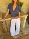 Amelia v-neck top - Grå/blå