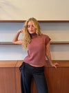 Linua vest med turtleneck - Rust/lyserød