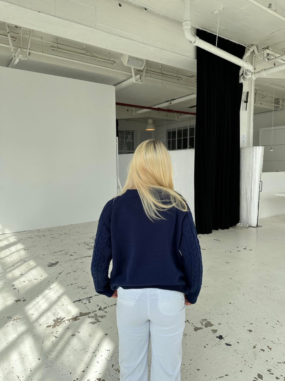 Alison striktrøje - navy