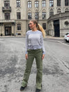 Matilde W striktrøje - Grå og hvid