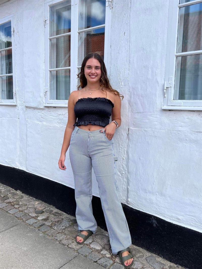 Emma stribede cowboy bukser - blå/hvid