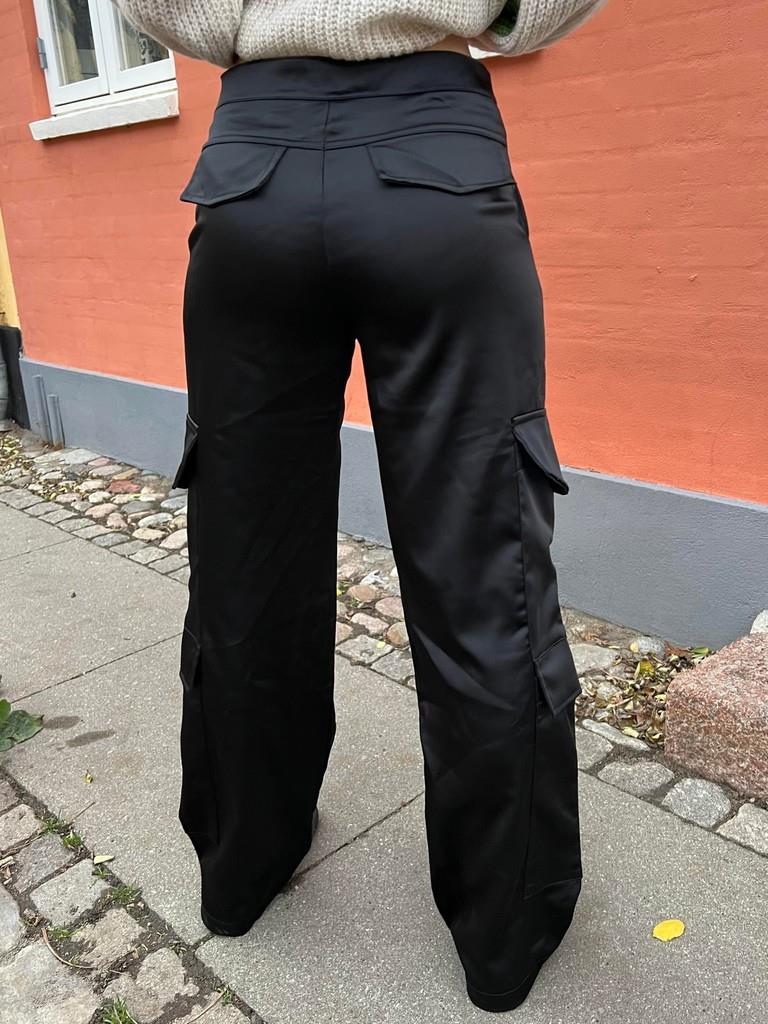 Fauna satin cargobukser - Sort