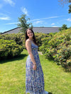 Anastasia maxikjole med mønster - Blå