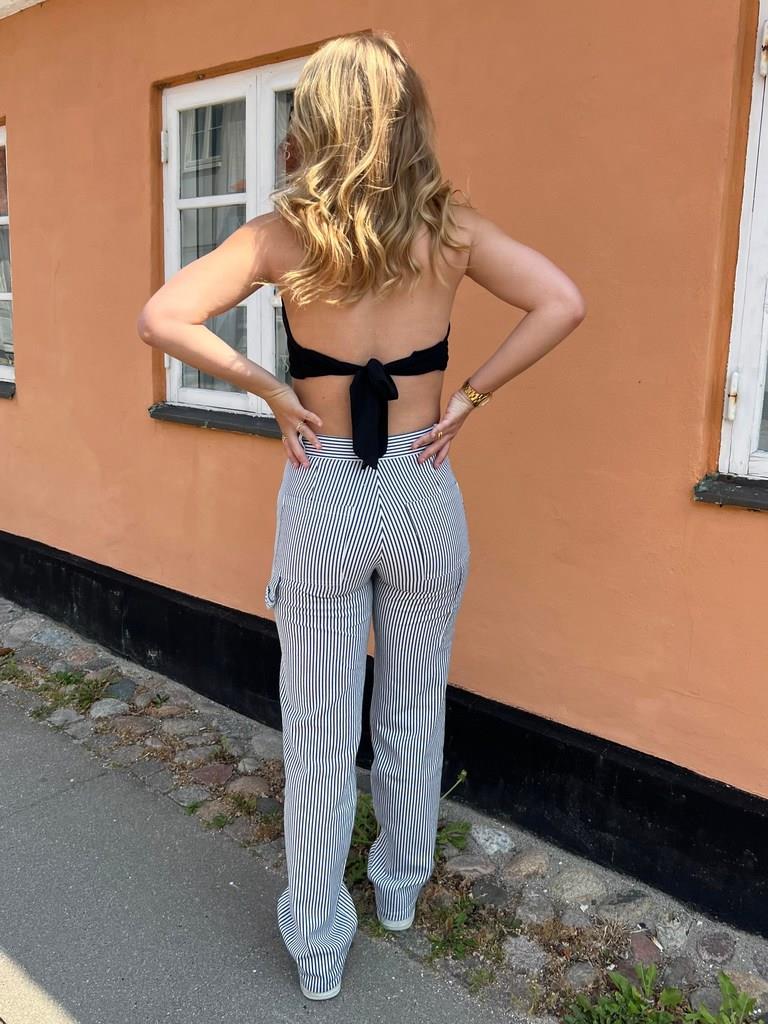 Emma stribede cowboy bukser - blå/hvid