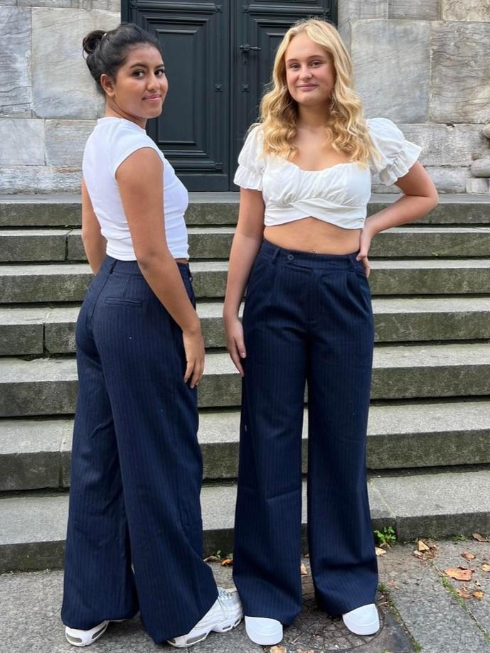 Amalia stribede bukser - navy