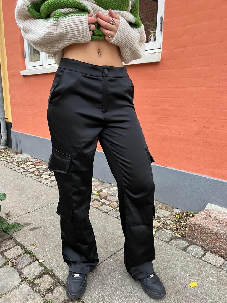 Fauna satin cargobukser - Sort