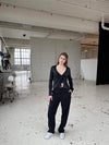 Freja satinbluse - Mørk navy