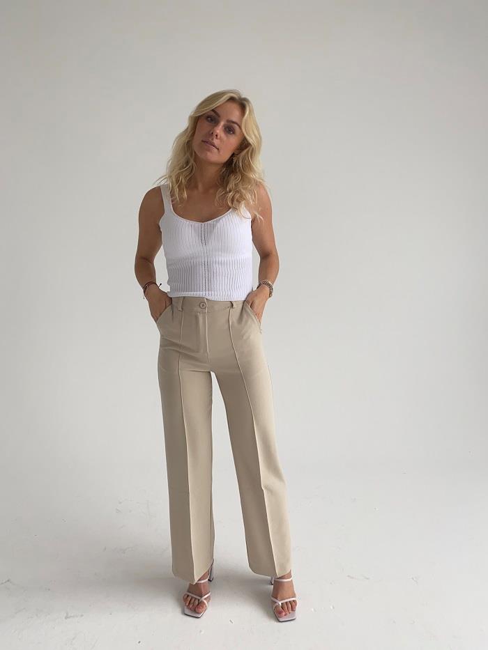 Classic wide bukser - Lys beige